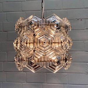 VEB KRISTALLEUCHTE EBERSBACH crystal glass 60s 70s GDR Sputnik lamp ceiling lamp pendant light