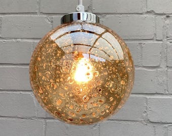Getinte BANKAMP vintage lamp uit de jaren 1950/60 | Hanglamp van messing en glas | Hanglamp van rookglas