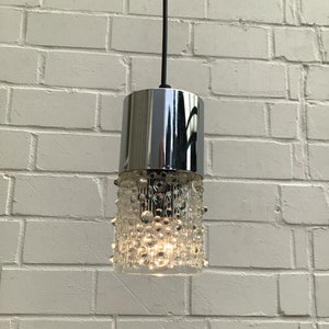 chrome-plated DDR bubble glass 70s pendant lamp VEB NARVA Leuchtenbau Lengefeld