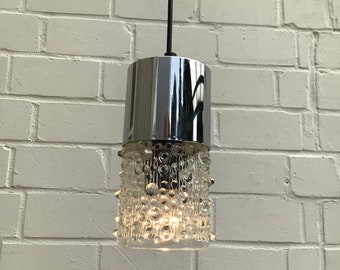 verchroomde DDR bubbelglas jaren 70 hanglamp VEB NARVA Leuchtenbau Lengefeld
