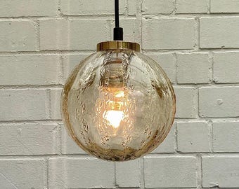 Getinte BANKAMP vintage lamp uit de jaren 1950/60 | Hanglamp van messing en glas | Hanglamp van rookglas