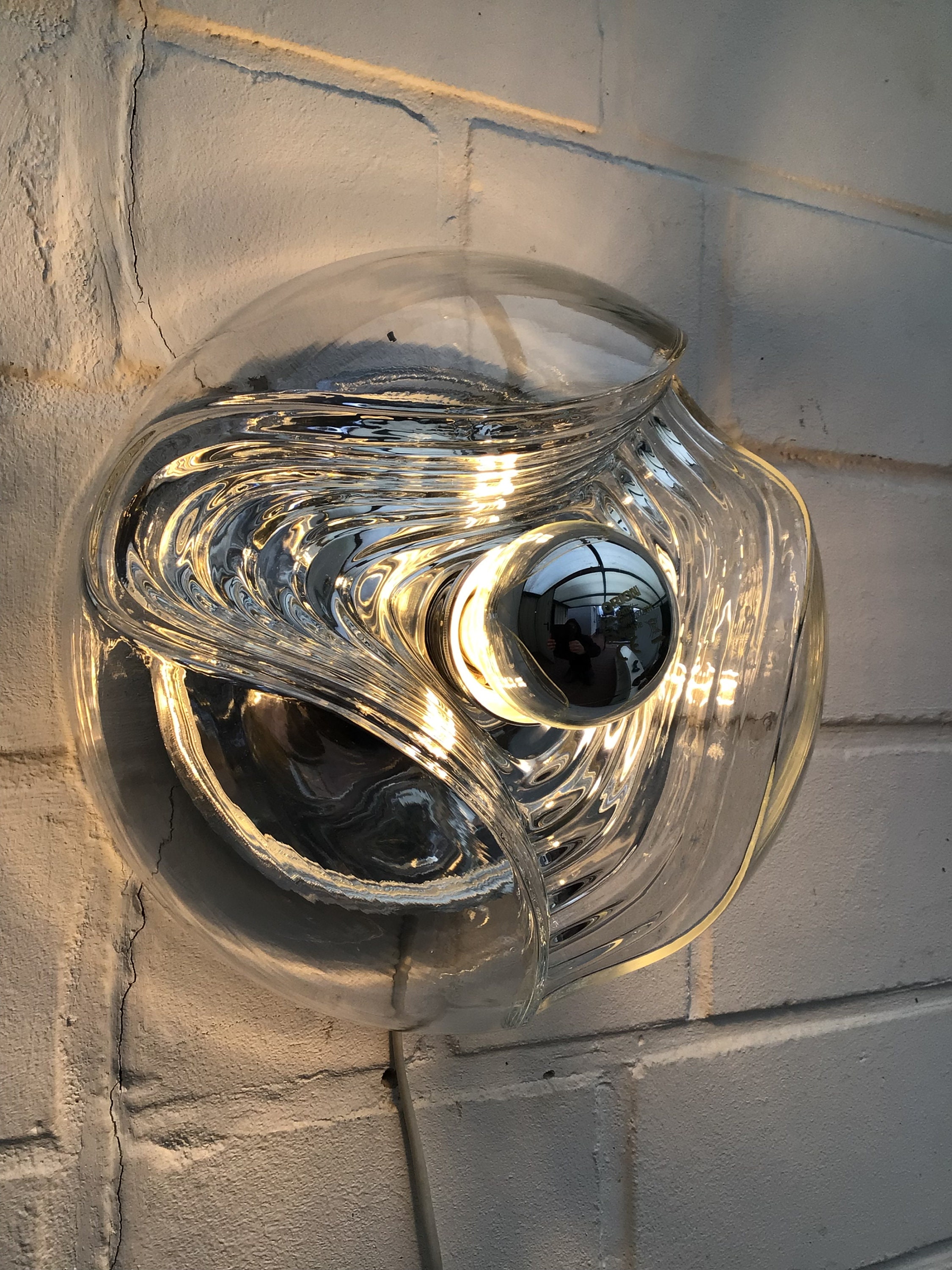 PEILL & PUTZLER - Futura | 1970s Wave Chrome Glass Wall Lamp - Etsy