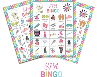 SPA BINGO- Fun Party Game, Beauty Bingo, Pamper Party Game, Sleepover Activity, Spa Bridal Shower, Spa Birthday, Instant Download, Activity