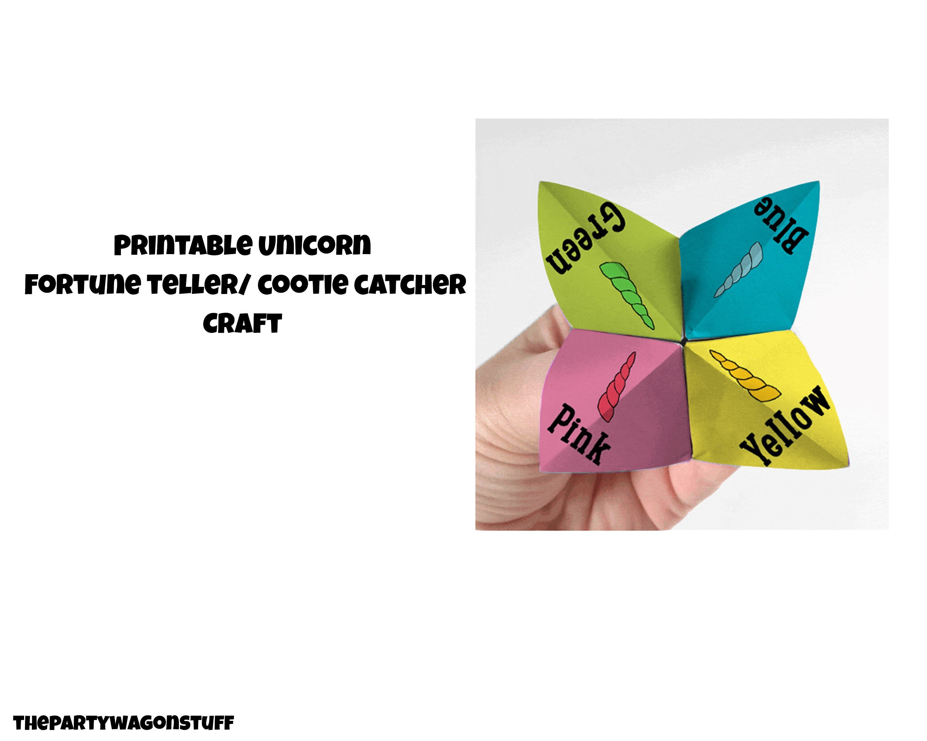 unicorn fortune teller or cootie catcher craft great party etsy