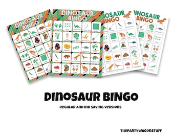 BINGO de dinosaurios, juego de fiesta jurásico, fiestas de dinosaurios, descarga instantánea imprimible, juegos de cumpleaños de Dino, aula de Dino, digital prehistórico