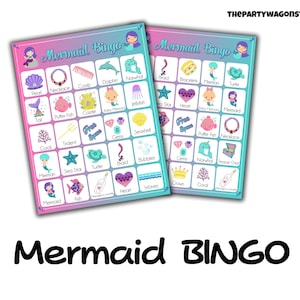 Mermaid BINGO Party Game- Mermaid Birthday Game, Digital Instant Download, Mermaid Birthday Activity, Under the Sea, Mermaid Printable Game