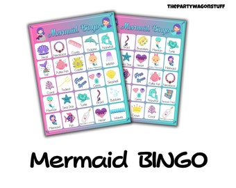 Mermaid BINGO Party Game- Mermaid Birthday Game, Digital Instant Download, Mermaid Birthday Activity, Under the Sea, Mermaid Printable Game