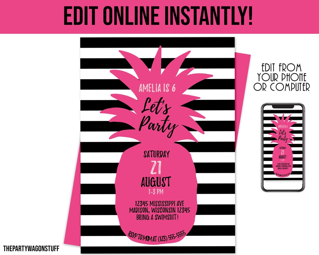 Pineapple Party Invitation Personalized Pineapple Party - Etsy