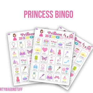 Princess BINGO Printable Party Game, Girl Party Printable Game, Digital Download, Tea Party BINGO, Birthday BINGO