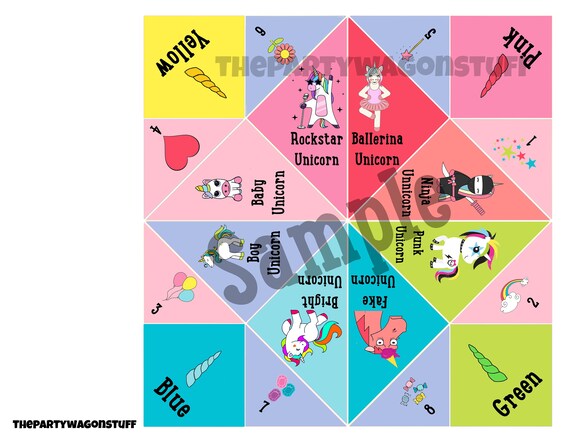 Unicorn Fortune Teller or Cootie Catcher Craft Great Party - Etsy