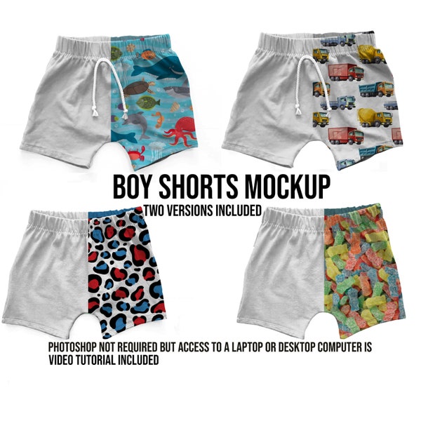 Boy Shorts Mockup, Kids Summer Shorts Mock Up, Biker Short Mock-Up, Swim shorts mockup, Board short mockup, Boys Short Bottoms Mock Ups