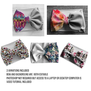 Bow Headband Headwrap Mockup, Realistic Hair Wrap Mock Up for seamless patterns, Digital download bullet wraps and bows, Repeating Pattern