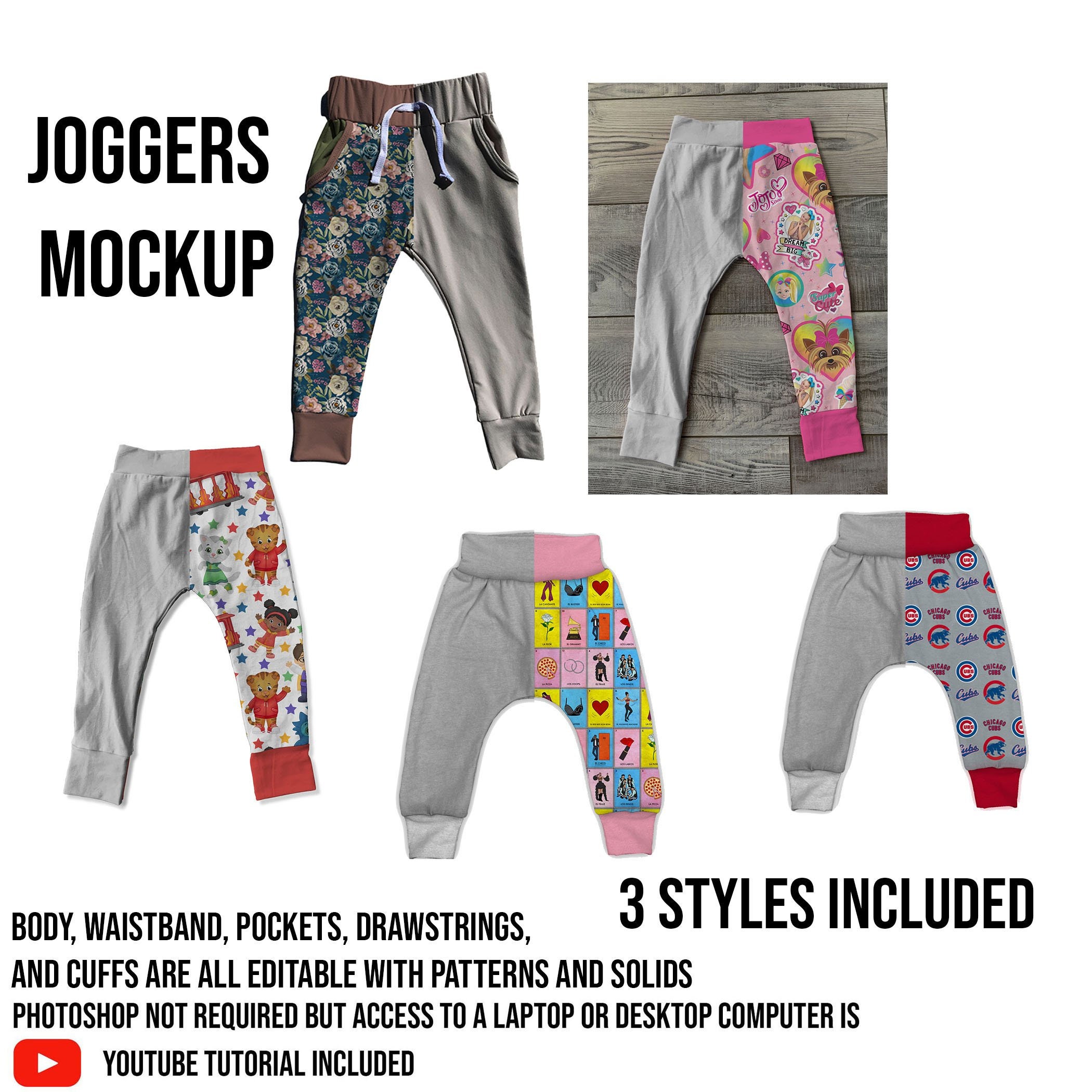 Joggers Mockup File, Jogger Pants Mock Up, Kids Bottoms, Digital mock…