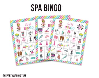 Spa Bingo Game: African American Girl Party Activity (Printable), Digital Download, Birthday Party, Sleepover