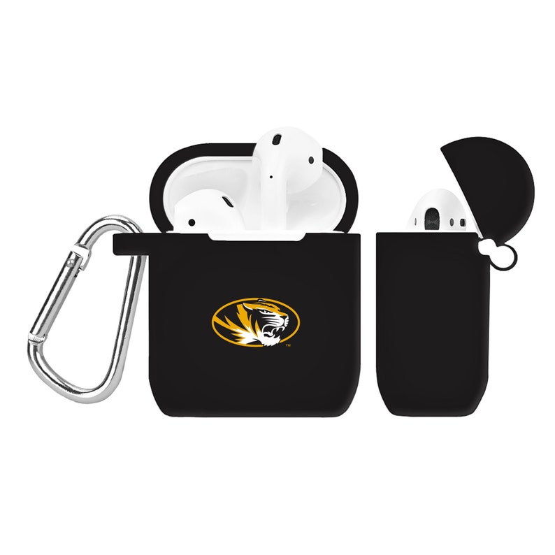 Missouri Tigers Silicone Case Cover for Apple AirPod Battery Case Black