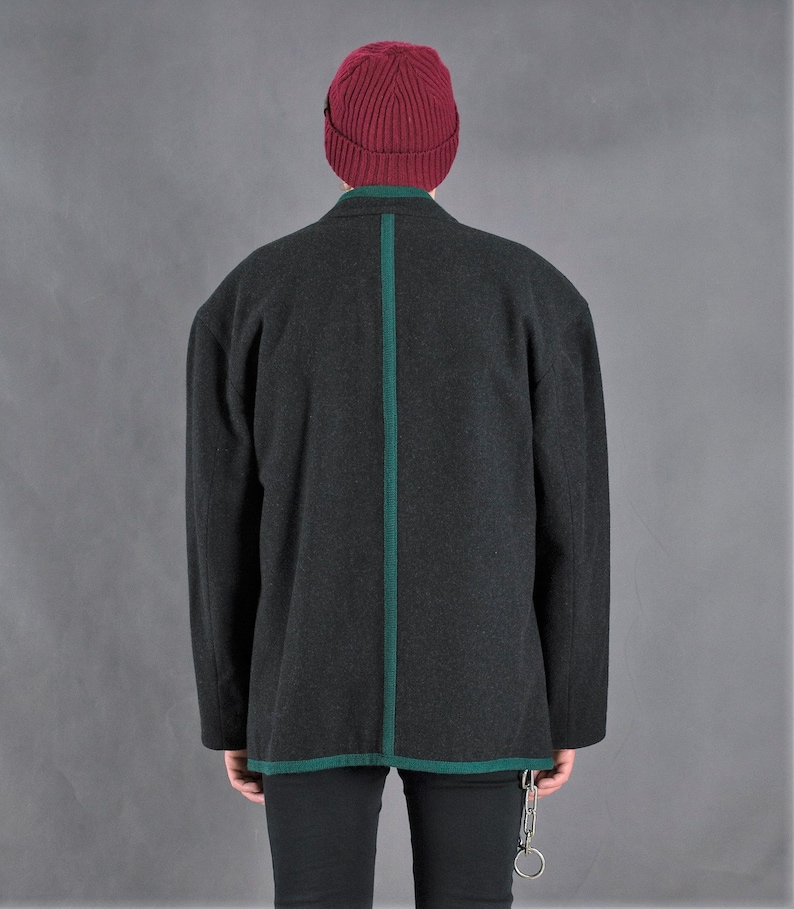 Vintage 90s dark grey wool Tyrol style mens Janker Jacket blazer Trachtenjanker by Julius Lang \u2022 menswear vintage clothing size L