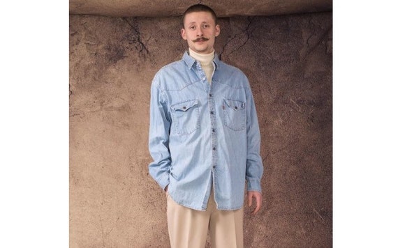 LEVIS shirt Classic Western light blue, denim long