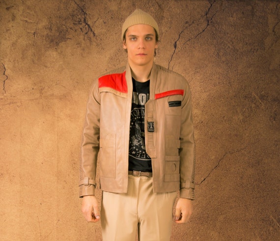 Vintage 90s beige, futuristic men's real leather b