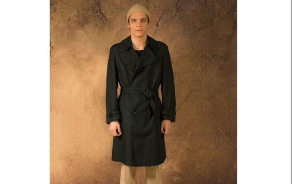 Vintage 90s men's black, simple detective trench c