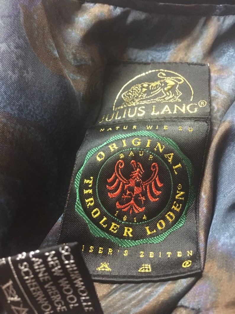 Vintage 90s dark grey wool Tyrol style mens Janker Jacket  blazer  Trachtenjanker by Julius Lang \u2022 menswear vintage clothing size L