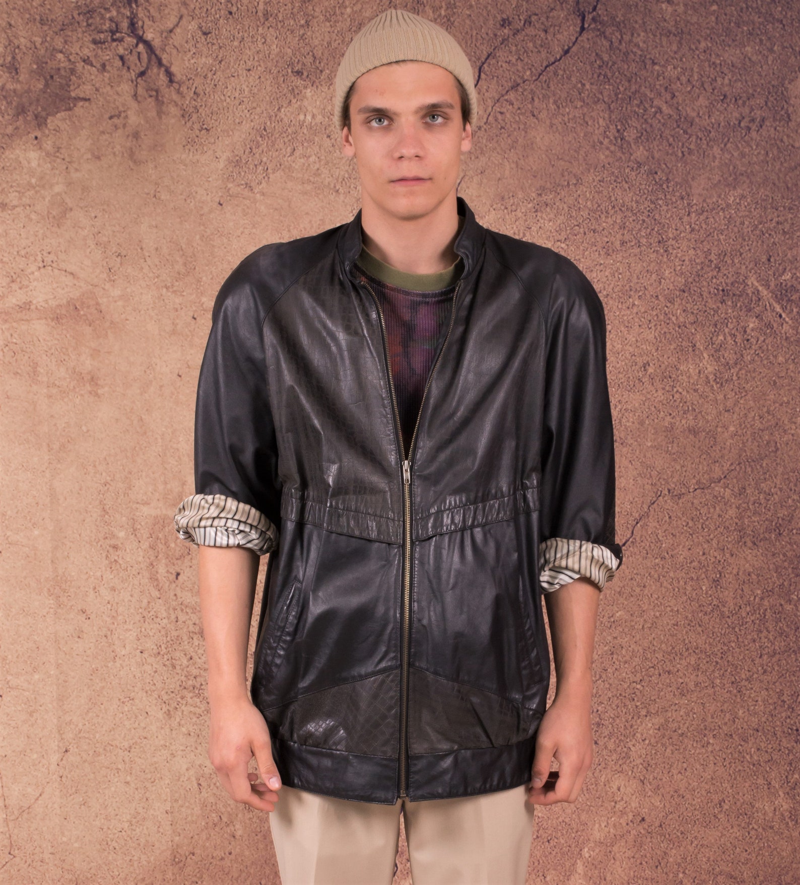 Black Real Leather Grunge Men's Jacket Vintage 90s Etsy