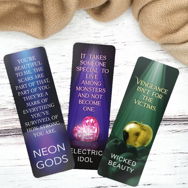 Dark Olympus Series Quote Bookmarks | Neon Gods | Electric Idol | Wicked Beauty | Reading Materials