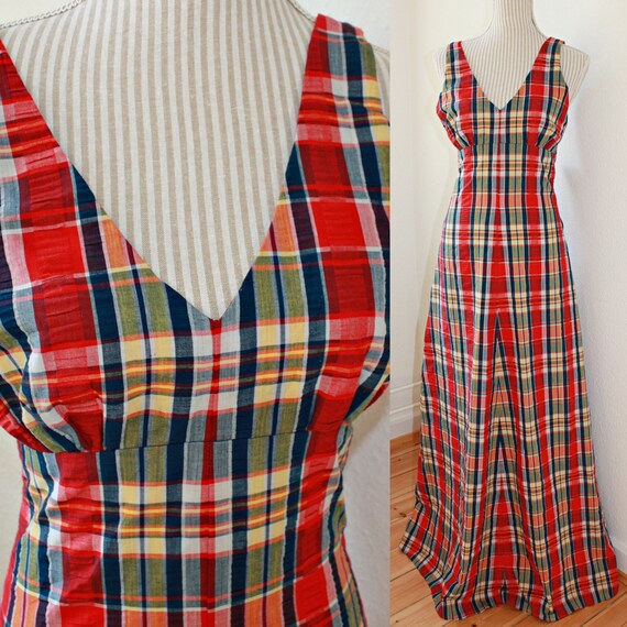 1960s Tartan Maxi Dress