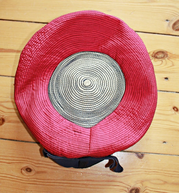 1940s Navy, Pink And White Soft Halo Hat - image 8