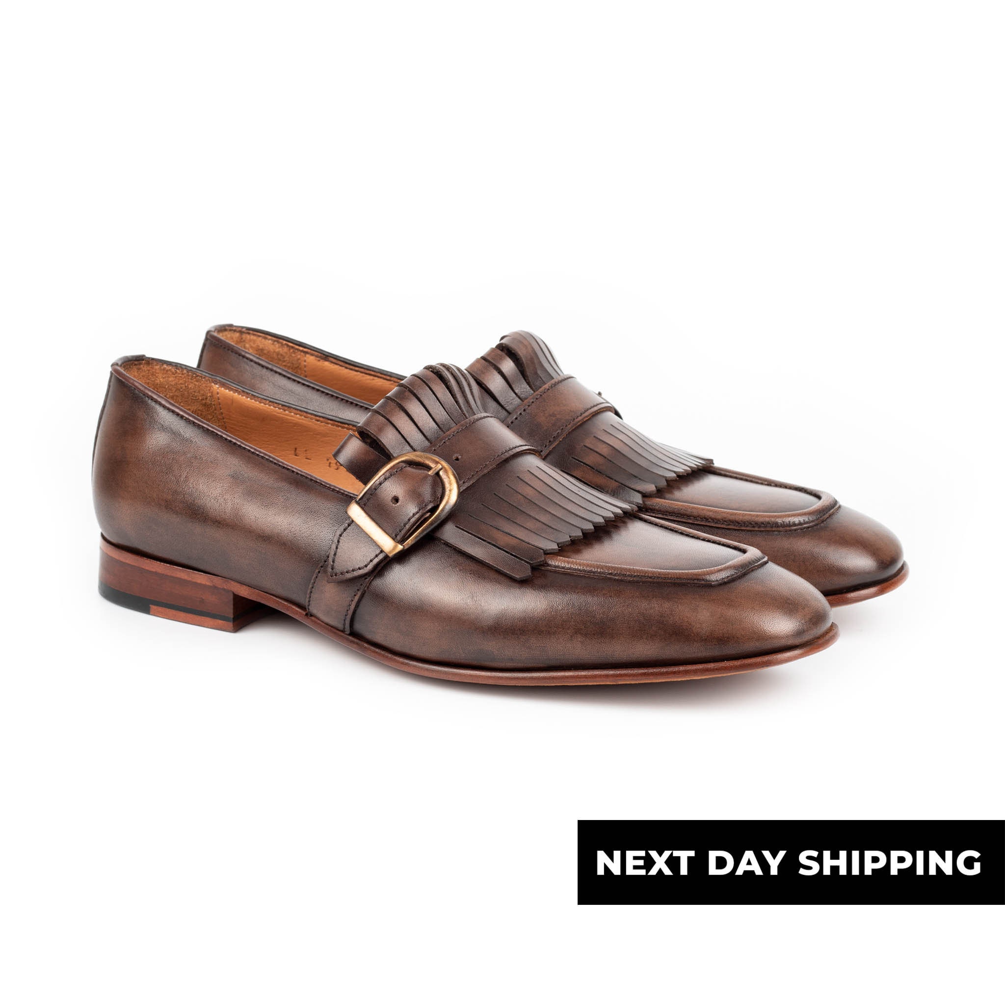 【日本入手困難】Shuffle fringed monk strap shoes Dark Brown Shuffle fringed monk strap shoes | PRADA
