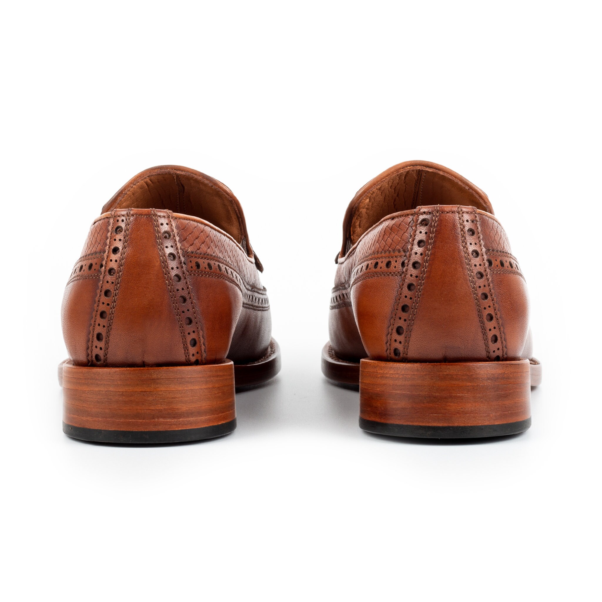 Athos | Tobacco Handcrafted Calf Leather Brogue Loafer Mens Dress Shoes Gift for Men Full Standard Size
