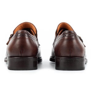 Men's Lhotse Brown Double Monk Strap Dress Shoes, Blake Stitched Leather image 7