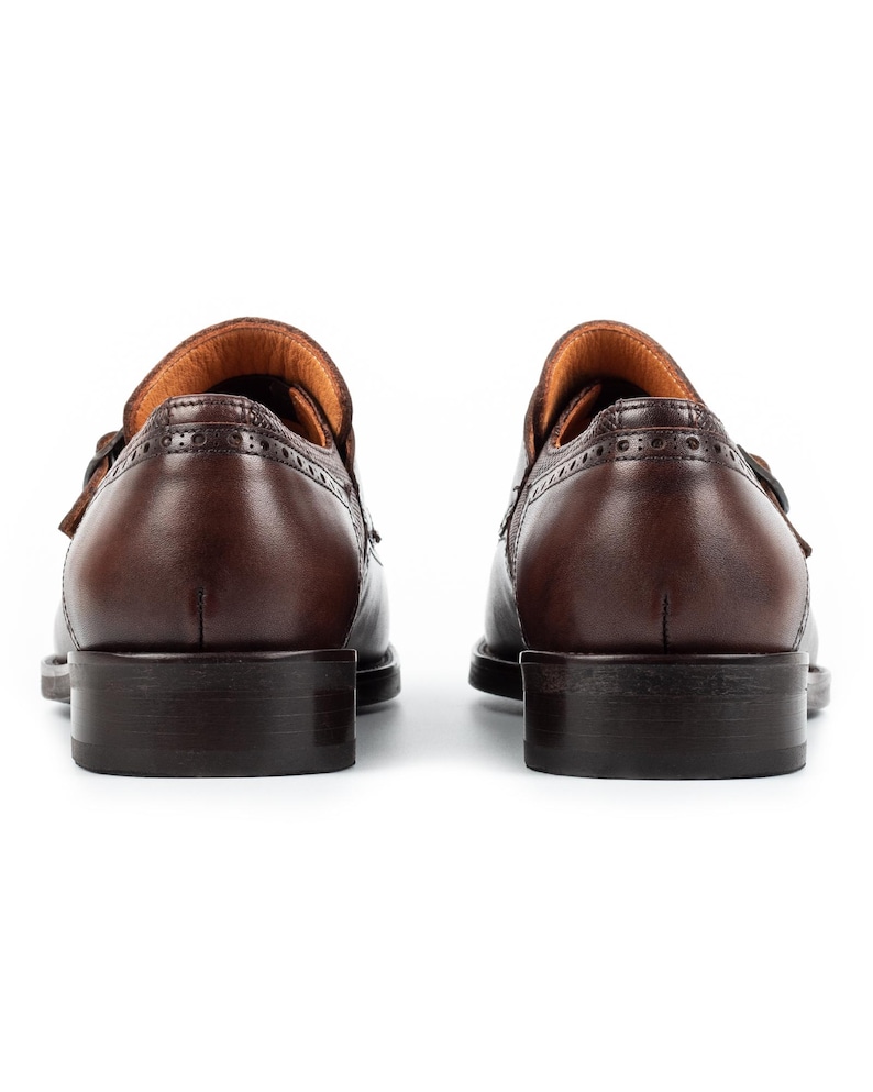 Men's Lhotse Brown Double Monk Strap Dress Shoes, Blake Stitched Leather image 7
