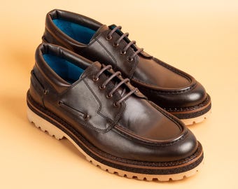 Men's Kita Brown Calf Leather Derby Design Shoes