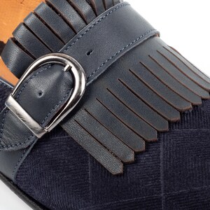 Men's Neblina Navy Suede Leather Single Monk Strap Dress Shoes image 6