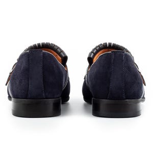 Men's Neblina Navy Suede Leather Single Monk Strap Dress Shoes image 7