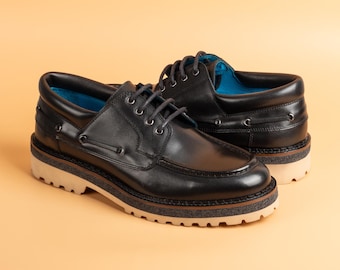 Men's Kita Black Calf Leather Derby Design Shoes