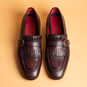 Men's Nevado Bordeaux Leather Single Monk Strap Dress Shoes, Blake Stitched image 2