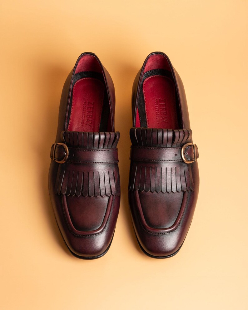 Men's Nevado Bordeaux Leather Single Monk Strap Dress Shoes, Blake Stitched image 2