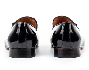 Men's Tolima Black Patent Leather Opera Pumps: Blake Stitched