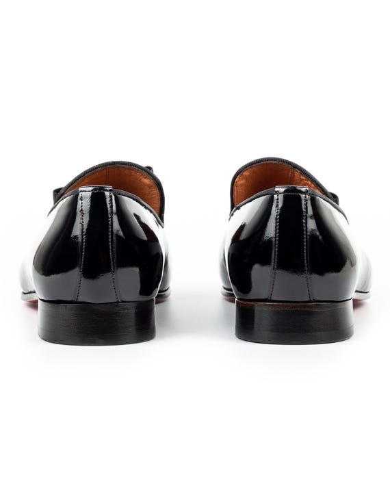 Men's Tolima Black Patent Leather Opera Pumps: Blake Stitched