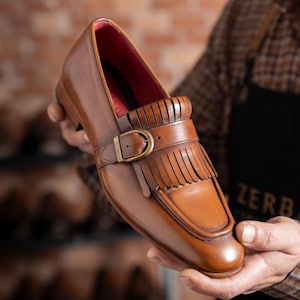 Men's Nevado Tan Leather Single Monk Strap Dress Shoes