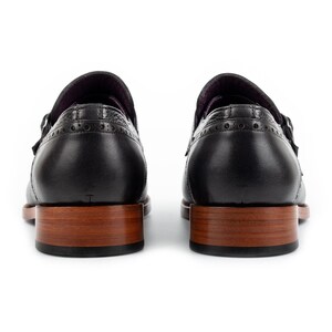 Men's Lhotse Black Leather Double Monk Strap Dress Shoes, Blake Stitched image 7