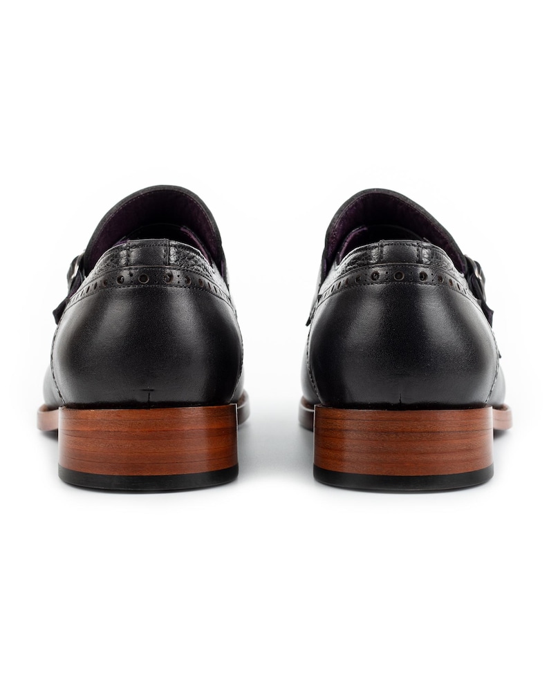 Men's Lhotse Black Leather Double Monk Strap Dress Shoes, Blake Stitched image 7