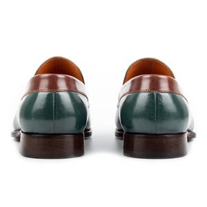 Men's Tahan Green Crust Buffalo Leather Loafers, Blake Stitched Dress Shoes image 7
