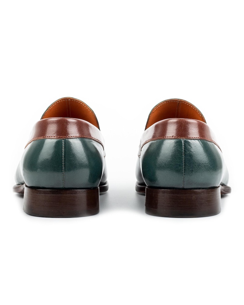 Men's Tahan Green Crust Buffalo Leather Loafers, Blake Stitched Dress Shoes image 7