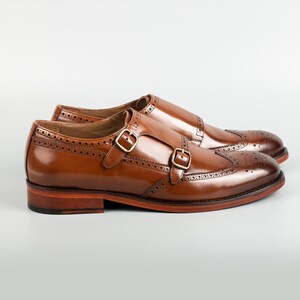 Herren Kazbek Tan Leder Doppel Monk Strap Kleid Schuhe Bild 4