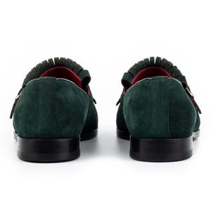Men's Neblina Green Suede Leather Monk Strap Shoes, Blake Stitched Dress Shoes image 7