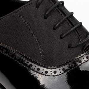 Zapatos Oxford Irazu de charol negro para hombre - Zapatos de vestir tipo esmoquin con costuras Blake imagen 6