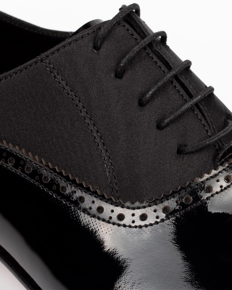 Zapatos Oxford Irazu de charol negro para hombre - Zapatos de vestir tipo esmoquin con costuras Blake imagen 6