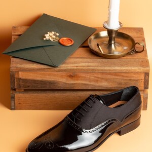 Zapatos Oxford Irazu de charol negro para hombre - Zapatos de vestir tipo esmoquin con costuras Blake imagen 4